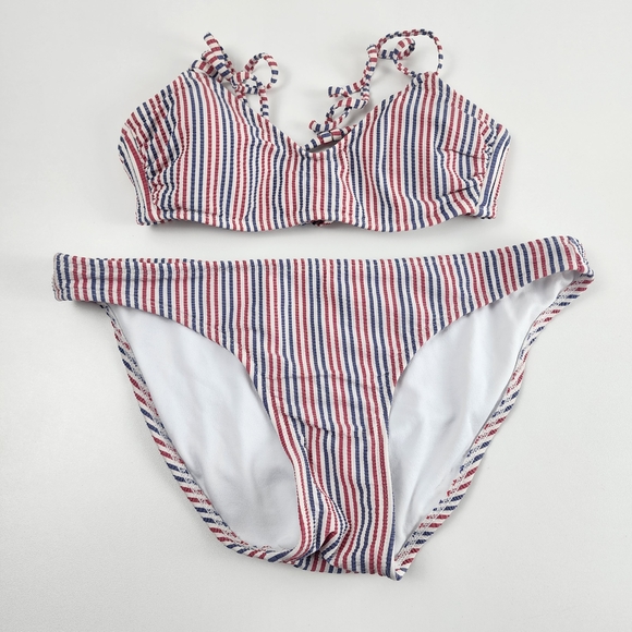 Xhilaration Striped Bikini - Size S/L, Red, White, & Blue, Patriotic, Vacation - Picture 1 of 8